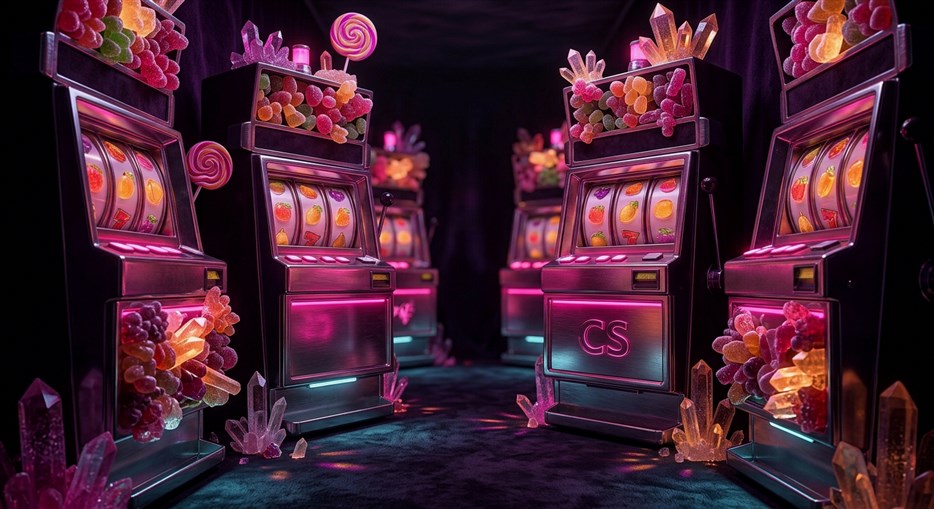 Online casino interface with spinning reels